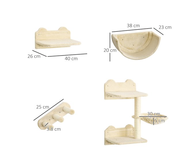 Estantes para Gatos Aglomerado de Madera, Felpa, Sisal PawHut Crudo