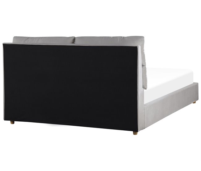 Beliani Cama con somier Terciopelo BATILLY 174x224 Gris
