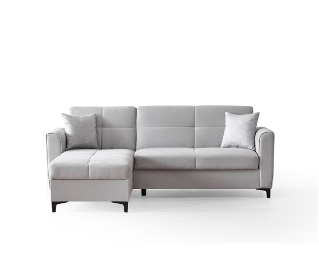Chaise longue con cama TIAGO reversible 3 plazas gris claro Gris Claro