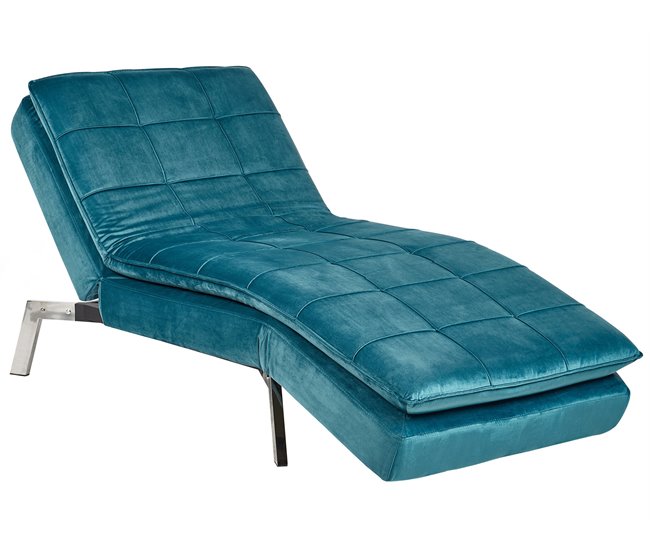 Beliani Chaise longue Terciopelo LOIRET Azul/ Verde