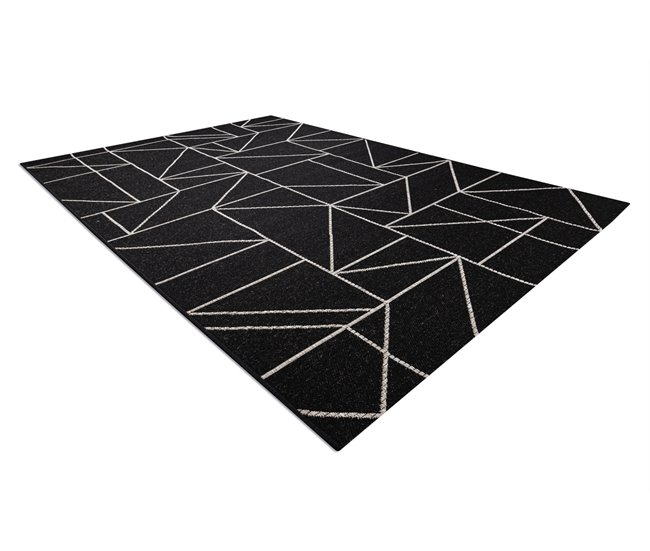 Alfombra de cuerda sisal FLOORLUX 20605 Triángulos 80x150 Negro