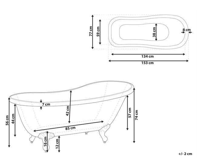 Beliani Bañera independiente CAYMAN 77x153 Azul