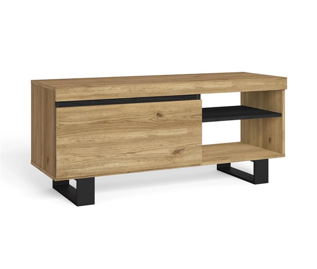 Mueble de TV con patas NATURALE Roble/Negro 120x40x43cm Marron