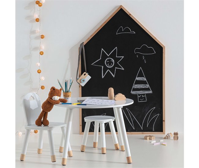 Mesa Infantil Douceur Melamina con Silla a Juego Blanco/ Madera