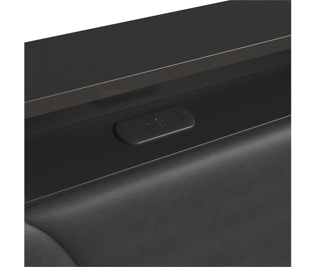 Cama doble hidráulica LED con USB y almacenamiento Gris