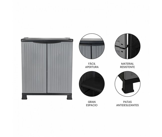 Armario de Resina Exterior Bajo con 1 Balda O91 68 Gris