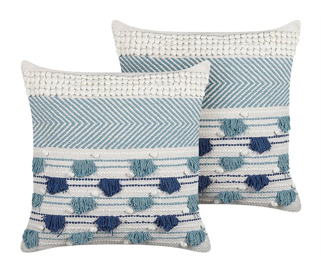 Beliani Cojín decorativo DATURA Azul Claro
