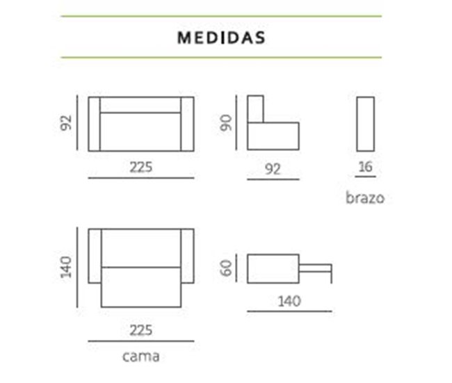 Sofa CLOUD convertible en cama Gris