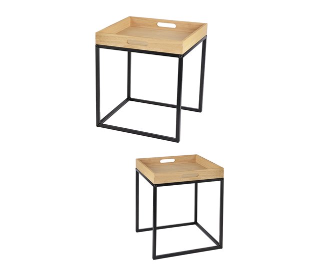 Acomoda Textil – Conjunto de 2 Mesitas Auxiliares. Madera