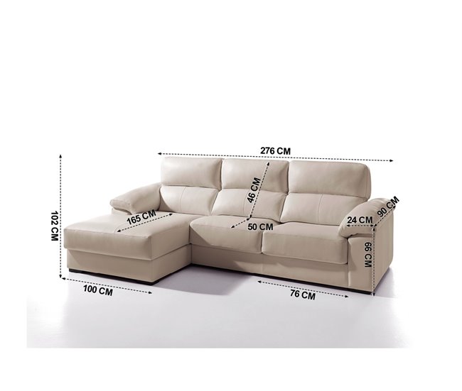 Chaise longue piel WILLY Beige