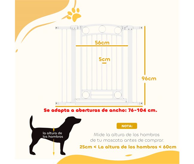 Barrera para Perros PA, Acero PawHut Blanco