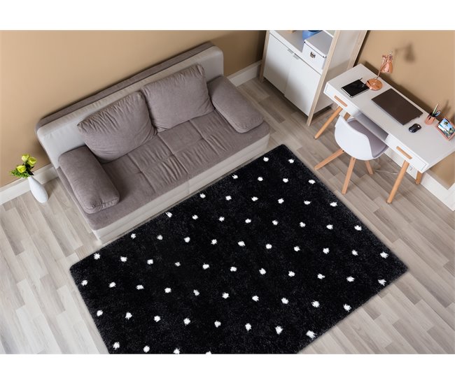 Alfombra FLUFFY 2370 shaggy puntos 200x290 Negro