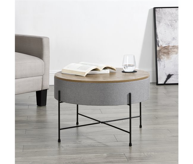 Mesa de centro Tauranga con tablero extraíble aglomerado/metal Gris