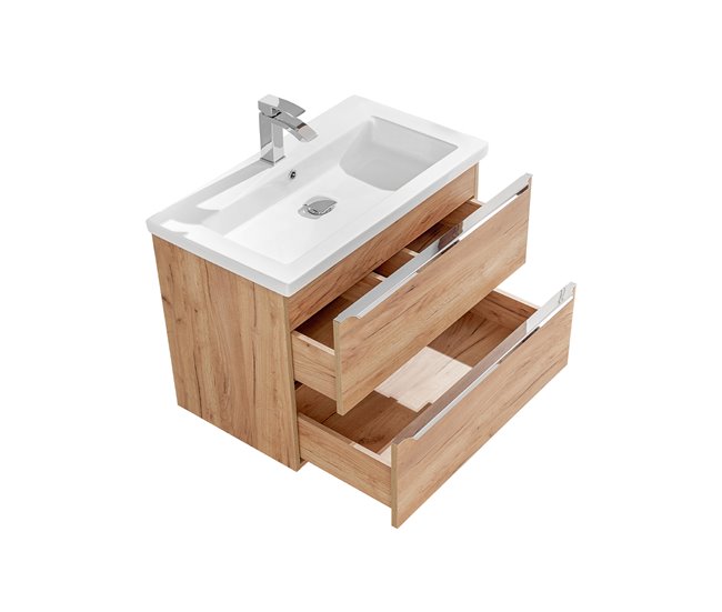 Conjunto mueble lavabo individual encastrado y columna April 80 Blanco