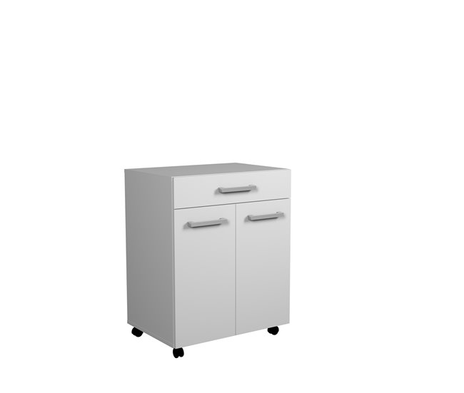 Carrito microondas UNO de 60cm 2 puertas y 1 cajón blanco mate Blanco