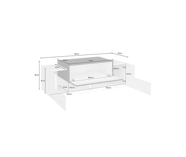 Aparador efecto madera 120 Blanco Brillo