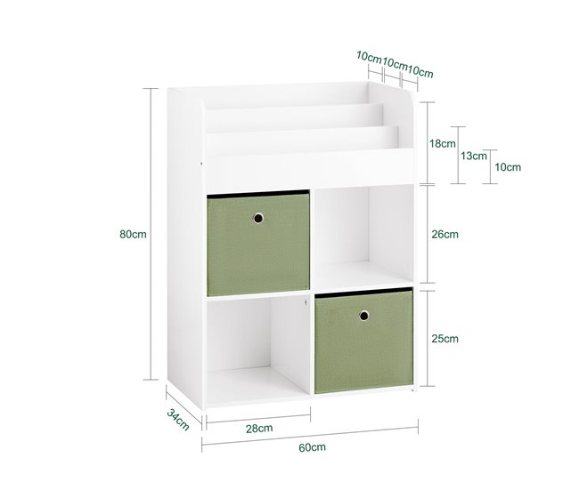 Estantería Infantil de Juguetes y Libros SoBuy KMB79-W Blanco