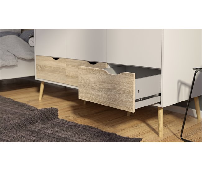 Armario DELTA puertas batientes y 3 cajones 147x200cm blanco Blanco