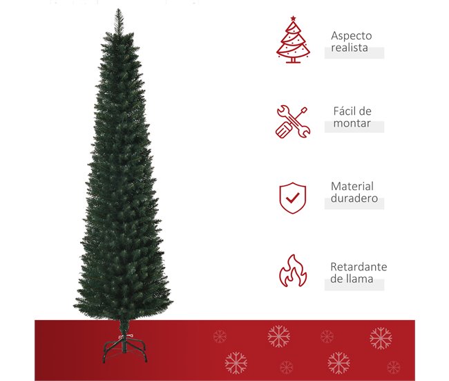 Árbol de Navidad PVC, Metal HOMCOM, hogar - decoración hogareña Verde