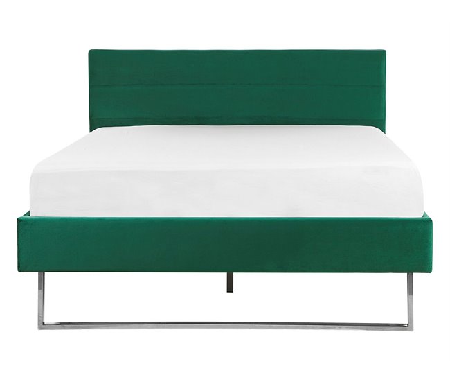 Beliani Cama con somier Terciopelo BELLOU 214x145 Verde