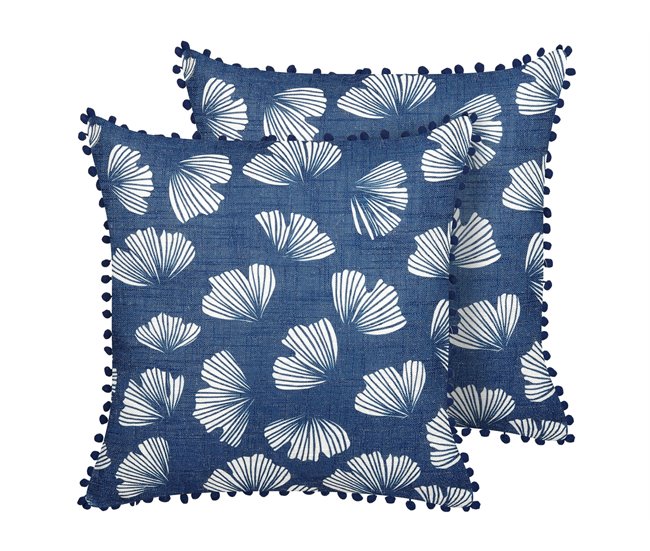 Beliani Cojín decorativo DANDELION Azul