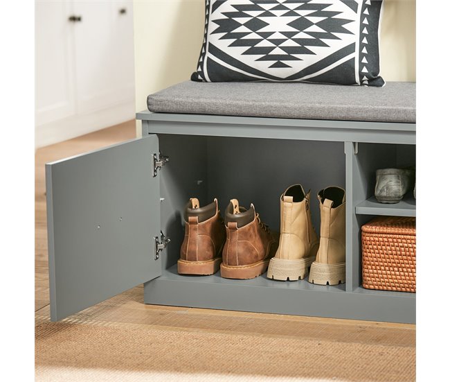 Banco Zapatero con 2 Estantes y 2 Puertas FSR131-HG SoBuy Gris