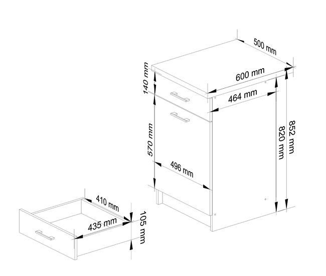 Armario de Cocina Independiente OLIWIA AKORD con 2 estantes 50 Blanco