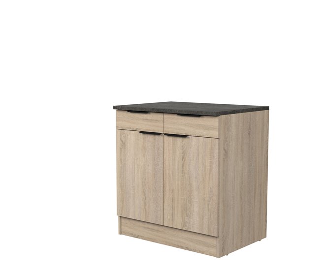 Módulo bajo FUMAY de 80cm con 1 cajón y 2 puertas Roble
