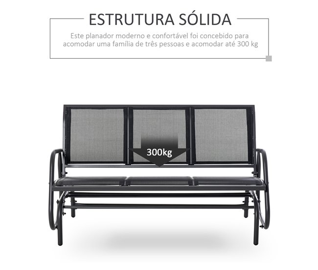 Banco de Jardín Metal, Malla Outsunny Negro