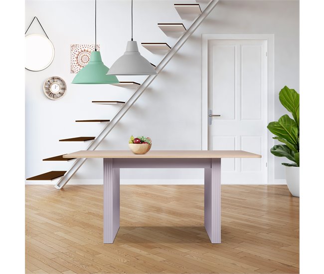 Mesa de comedor fija color roble SELENA Roble