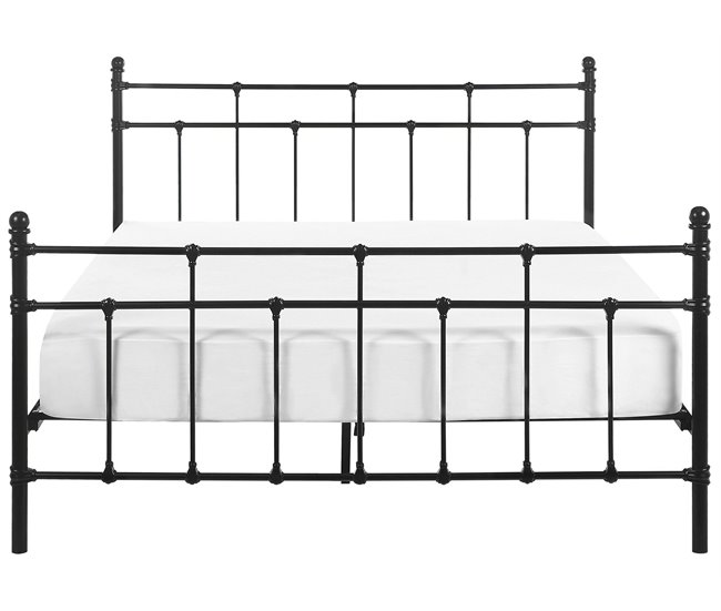 Beliani Cama con somier Metal LYNX 141x209 Negro