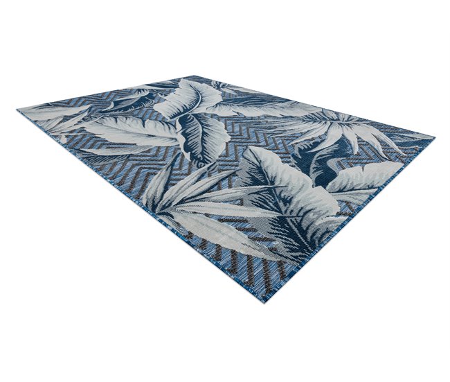 Alfombra Estructural BOTANIC 65242 Plumas, zigzag 137x190 Azul Marino
