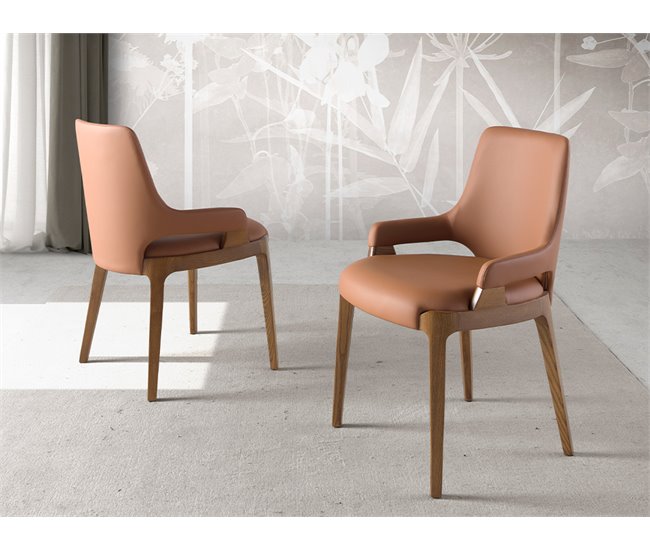 ANGEL CERDA Silla polipiel marrón Nogal