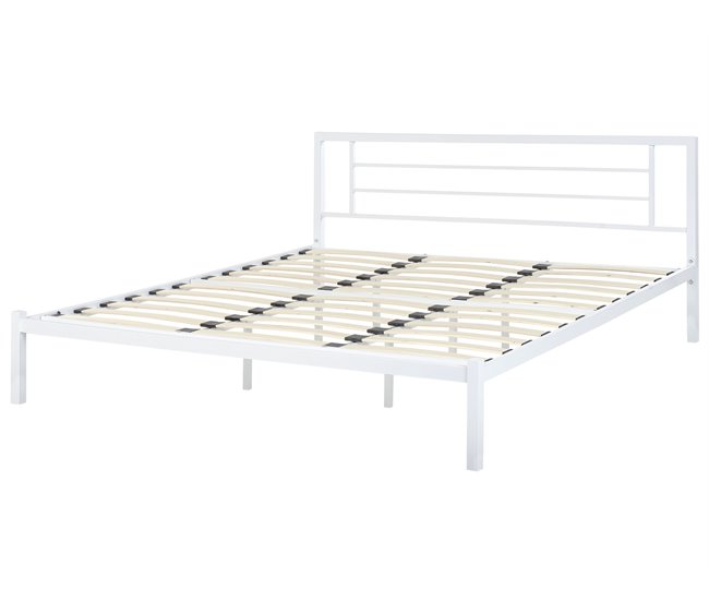 Beliani Cama con somier Metal CUSSET 187x209 Blanco