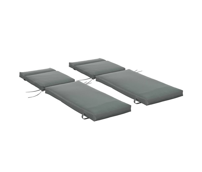 Cojines para Tumbona Poliéster Outsunny Gris