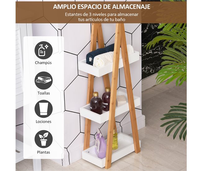 Armario de Baño Bambú, MDF kleankin, hogar - baño 30 Blanco
