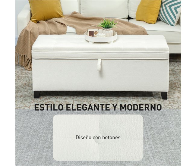 Banco de Almacenaje Lino, MDF HOMCOM 120x40 Crudo