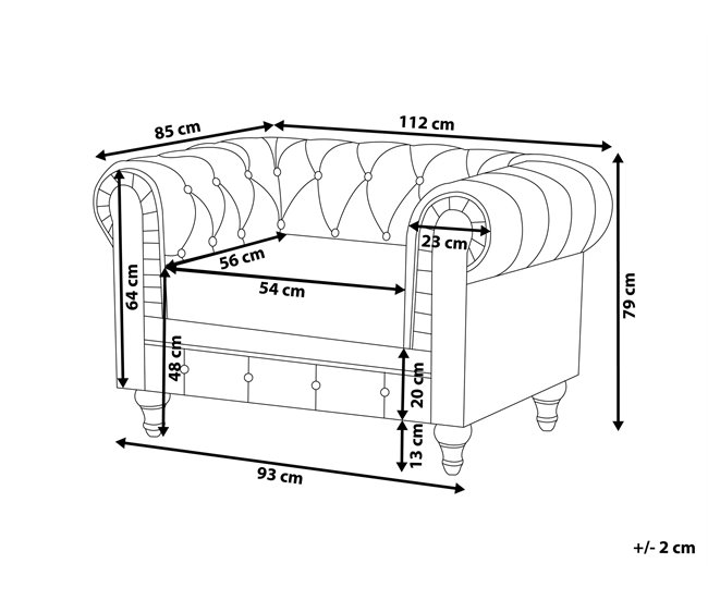 Beliani Sillón CHESTERFIELD Negro