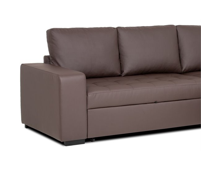 Chaise longue reversible piel sintética con cama HARRY Blanco