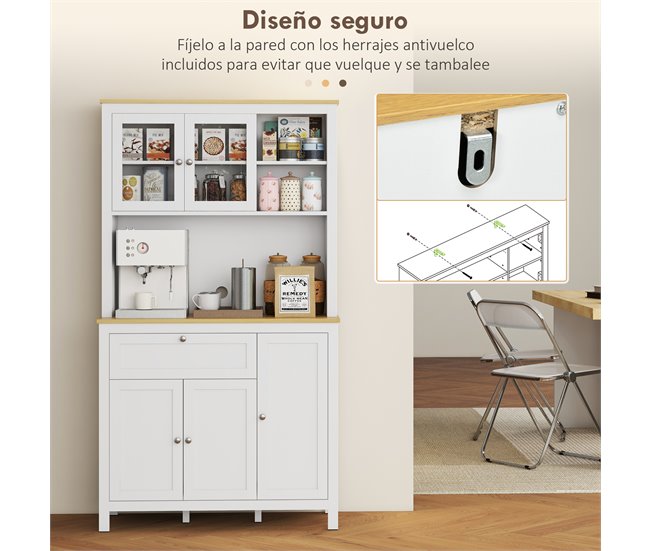Alacena de Cocina MDF HOMCOM, hogar - cocina Blanco