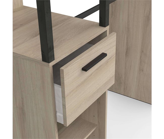 Vestidor Gary 2 Columnas Estilo Industrial Armario Abierto Negro/ Madera