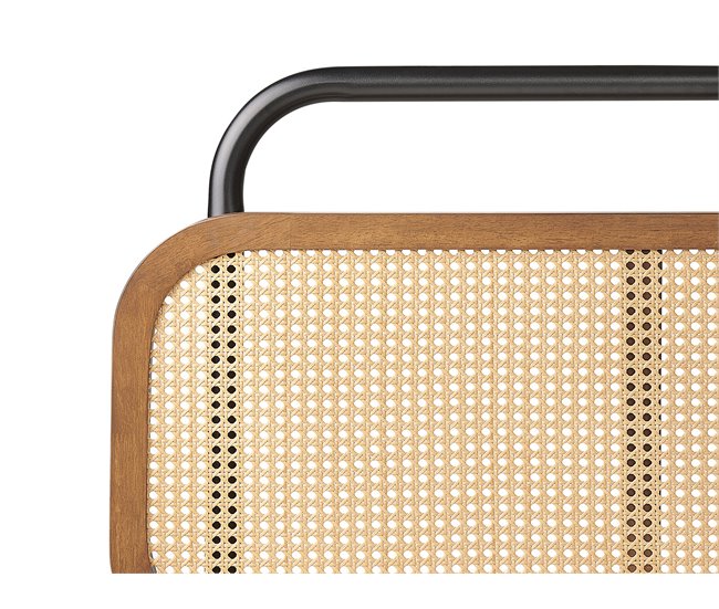 Beliani Cama Madera de caucho BOUSSICOURT 202x210 Marron