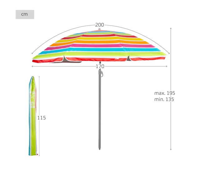 Aktive Sombrilla de playa inclinable Multicolor