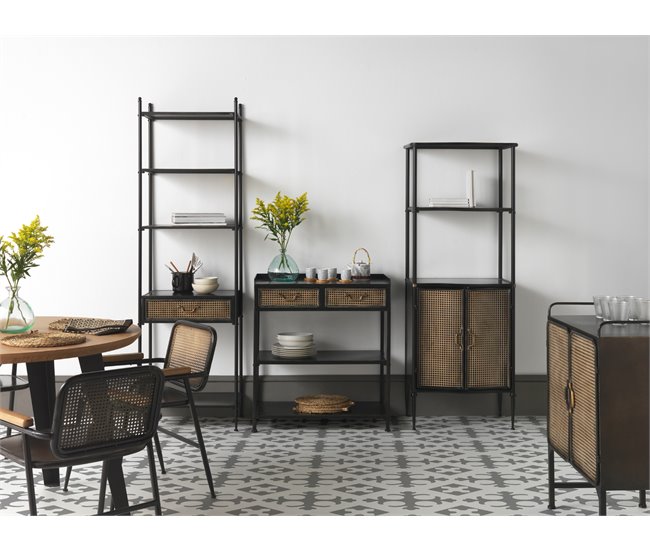 Estantería de 1 cajón con estructura de metal Negro