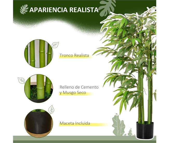Bambú Artificial PE HOMCOM, hogar - decoración hogareña Verde