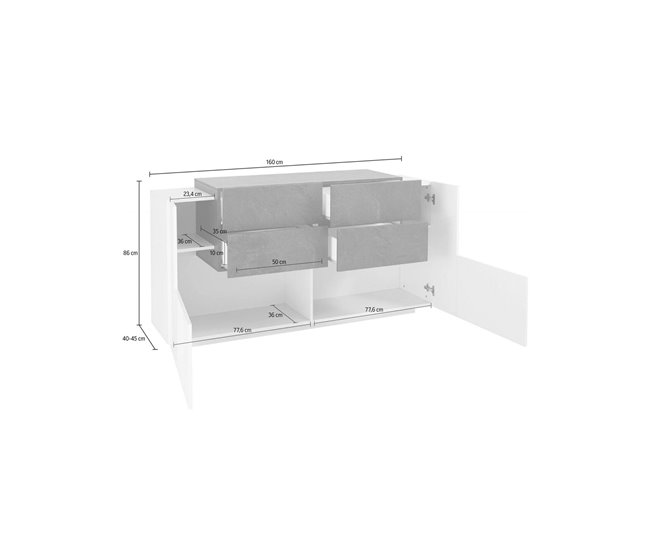 Aparador efecto madera 160 Blanco Brillo