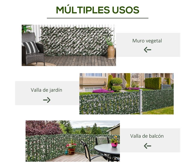 Artificial en Rollo Tela Poliéster, Mimbre Outsunny Verde