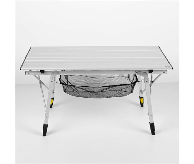 Aktive Mesa plegable camping aluminio antideslizante y desmontable altura ajustable c/red auxiliar Gris