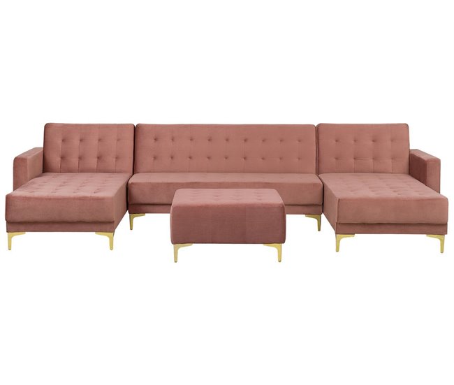 Beliani Sofá modular Terciopelo ABERDEEN Rosa