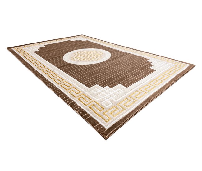 Alfombra MEFE moderna 9096 Marco llave griega Structural 140x190 Marron